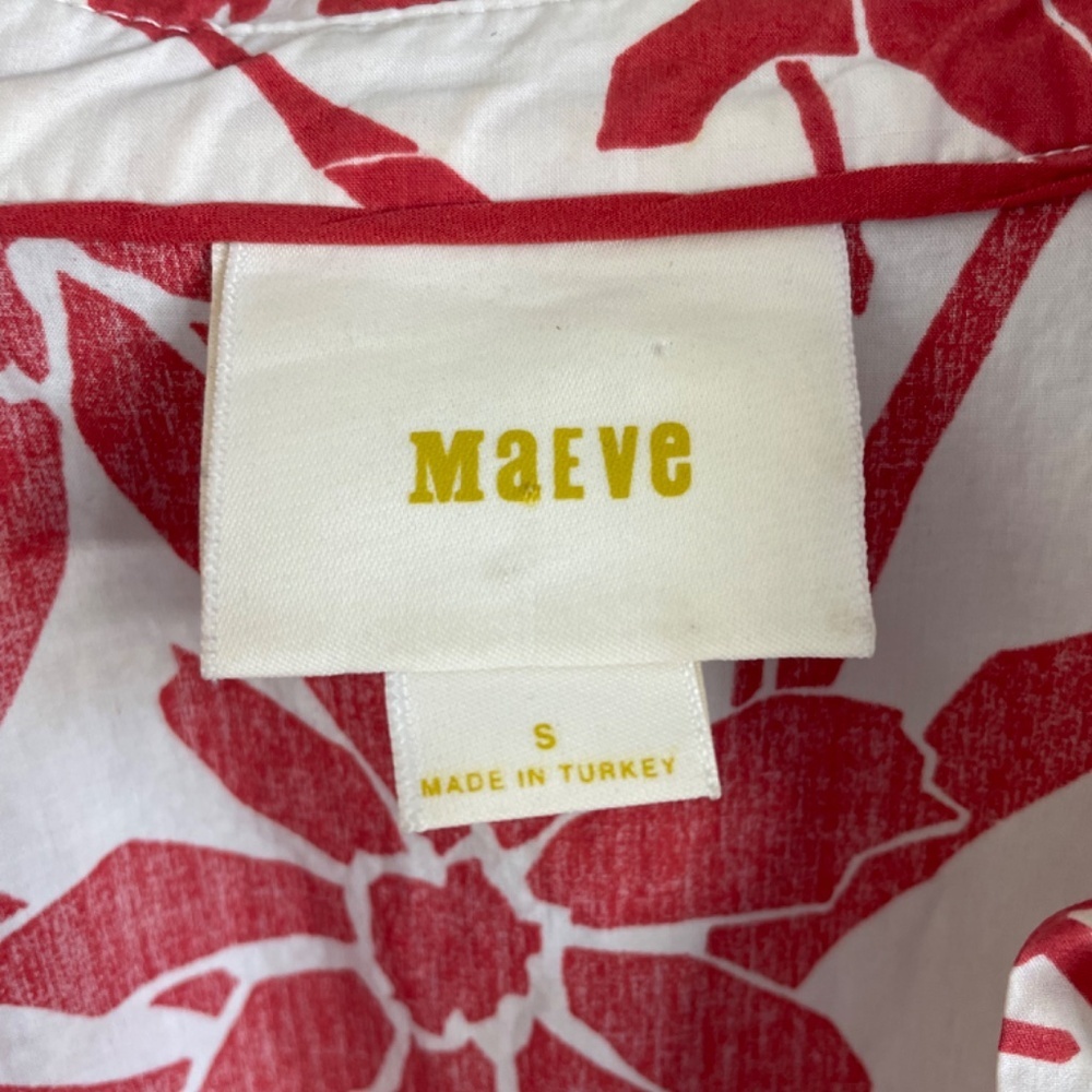 Maeve Anthropologie Red Patchwork Empire 100% cotton Waist Shirt Dress S small - Picture 4 of 10